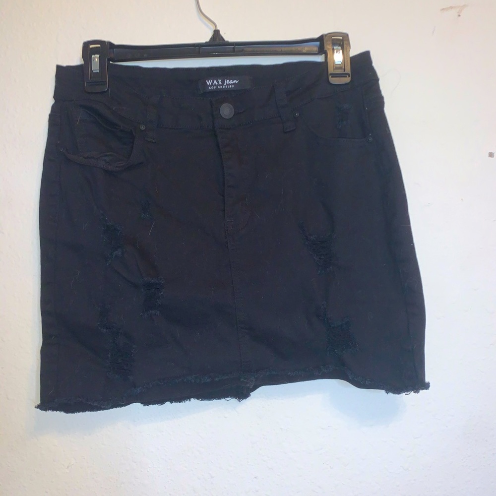 Black denim skirt